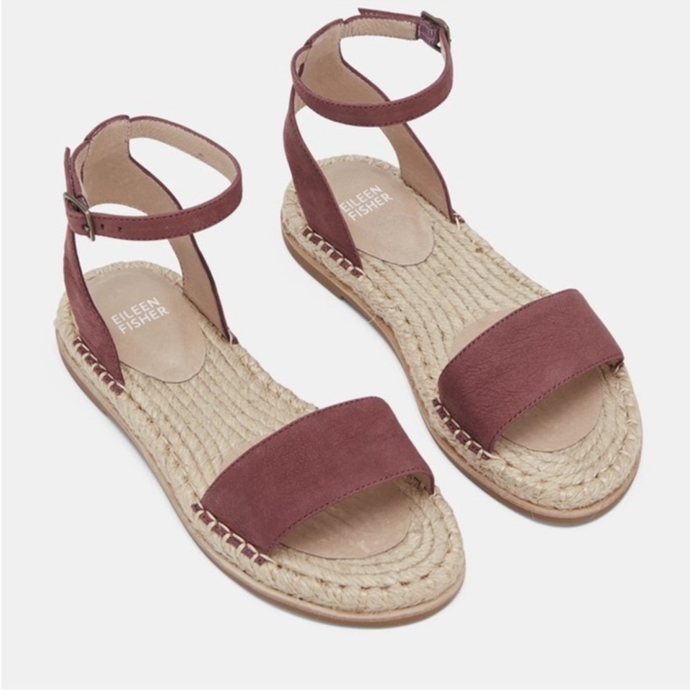 Eileen Fisher Mike Tumbled Nubuck Espadrille Sandal Size 7